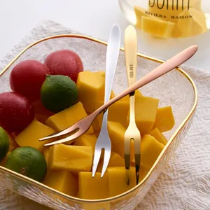 Edelstahl Kuchengabeln Set, kreative 2-Zinken Obstgabeln für Dessert und Kuchendeko.