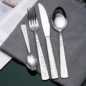 Stainless Steel Western Tableware Set Retro Relief Totem Handle Steak Knife Fork Spoon Kitchen Dining Flatware