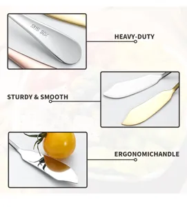Edelstahl Buttermesser Detailansicht, schwere Qualität und ergonomischer Griff für Küche.