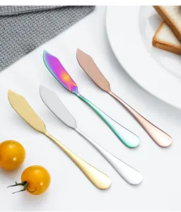 Edelstahl Butterstreicher langem Griff Käsestreicher Marmeladenmesser Detailansicht.