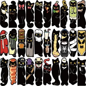 30pcs cute black cat bookmarks DIY paper page markers for student reading stationery