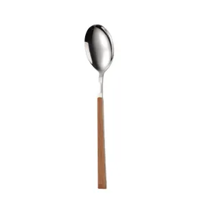 Stainless steel spoon with wooden handle elegant tableware luxury dining spoon for kitchen restaurant