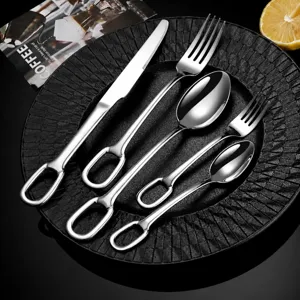 304 Stainless Steel Western Cutlery Creative Hanging Hole Tableware Dinner Knife Fork Spoon Kitchen Dining