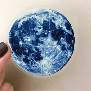 Pegatina de luna azul transparente detalle, decoración espacial estética impermeable teléfono.