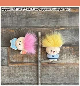 Cute cartoon explosion hair plush doll pendant fluffy keychain and bag charm toy