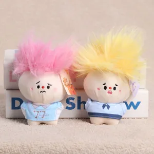 Cute cartoon spiky hair plush doll keychain fluffy bag pendant kawaii plushie toy