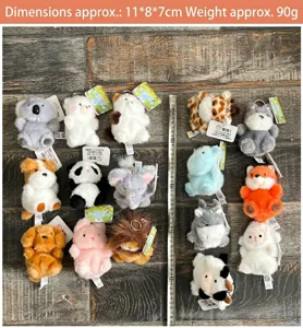 Cute mini animal plush toy keychain fluffy pendant bag accessory soft stuffed doll gift
