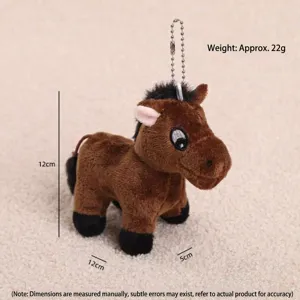 Simpatico piccolo cavallo peluche ciondolo portachiavi, morbida bambola di peluche.