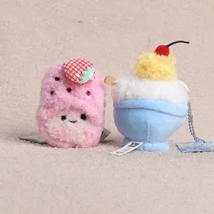 Cute plush toy keychain strawberry and ice cream sundae bag pendant soft doll accessory