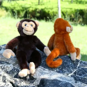 Schattige pluche aap knuffelpaar, zachte simulatie gibbon pop voor kinderen zoo souvenir cadeaus.