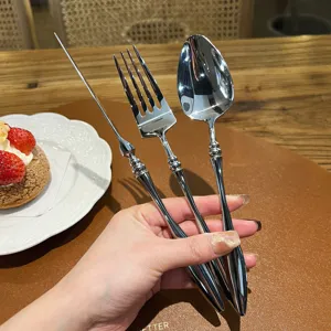 French 304 Stainless Steel Cutlery Set Knife Fork Spoon Vintage Luxury Hotel Tableware