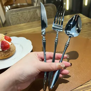 French 304 stainless steel cutlery set vintage knife fork spoon luxury tableware kit