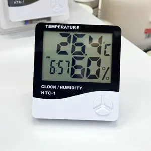 Digital Electronic Indoor Temperature and Humidity Meter Large LCD Display ABS Material Desk Clock Alarm Thermometer Hygrometer