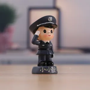 Mini police figurine doll cute cartoon character resin model for car dashboard and cake decor