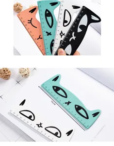 Creative cartoon cat wooden straight ruler 15cm cute student drawing journal stationery