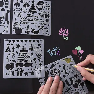 Kunststof schildersjablonen voor fotoalbums, scrapbooking en creatieve knutselprojecten.