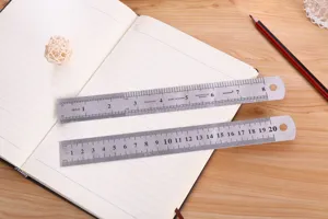 Stainless steel straight ruler 20cm dual side metric inch scale metal office school measuring tool