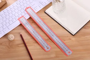 Stainless steel straight ruler set 20cm and 30cm metal rulers with scale office stationery.