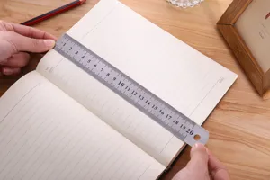 Stainless steel ruler 20cm metal straight measuring tool for office school writing use.
