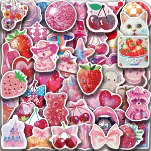 Pink cute aesthetic stickers pack waterproof DIY vinyl decal for journal laptop decor