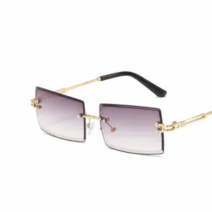 Lunettes de soleil sans monture carrées avec verres dégradés, tendance pour unisexe.
