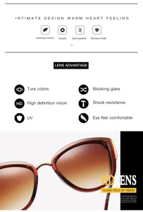 Gafas de sol de ojo de gato de moda para mujer montura de plástico carey lente degradada UV.