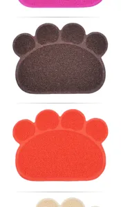Alfombrilla de arena para gatos de PVC con forma de pata felpudo antideslizante vista detallada