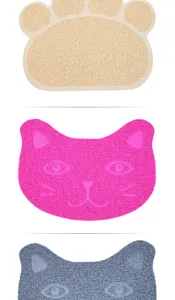 Alfombrilla de arena para gatos de PVC Pata y cabeza de gato bonito alfombra limpia suelo