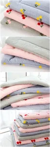 Cloud fleece pet mat cherry embroidery soft puppy cat cushion striped pastel color warm bed