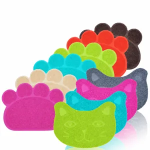 Alfombrilla de arena para gatos de PVC con bonita forma de pata y cabeza resistente y duradera