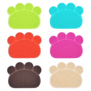 Bonita alfombrilla de PVC para arena de gato en forma de pata antideslizante para mascotas