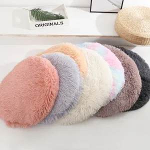 Tappeto rotondo soffice per animali peluche letto gatto cane cuscino multicolore