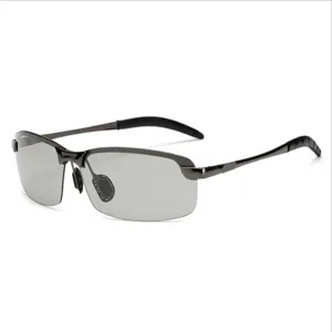Lunettes de soleil polarisées photochromiques pour hommes, monture métal pour la conduite.