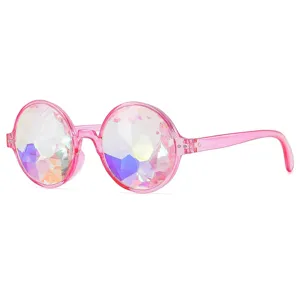 Rosa kaleidoskop festival brille rave kristall facettierte gläser runde party kostüm brille