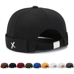 Unisex Cotton Docker Cap Retro Streetwear Brimless Sailor Hat Adjustable Roll Edge Skull Cap Men Women Fashion Hats