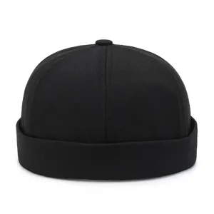 Black dockerman cap roll cap brimless sailor hat men women street style casual hat