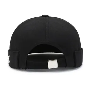 Black docker cap retro roll back sailor hat minimalist casual streetwear hat for men