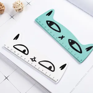 Cute wooden cat ruler set 15cm student stationery drawing scale measuring tool fresh style