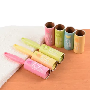Rouleau anti-poils devetement dechirable avec motifs de fruits mignons et poignee.