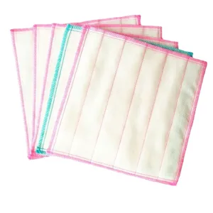 Chiffon de vaisselle en coton à 5 couches, torchon de cuisine bordé, vue empilée