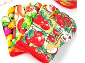 Guanti da forno colorati trapuntati resistenti al calore in cotone per cucina e forno