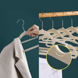 Flocked velvet clothes hangers non slip seamless heavy duty coat hangers space saving.