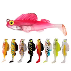 Esca morbida da pesca tipo swimbait, occhi realistici e coda a pala con vari colori vivaci disponibili.