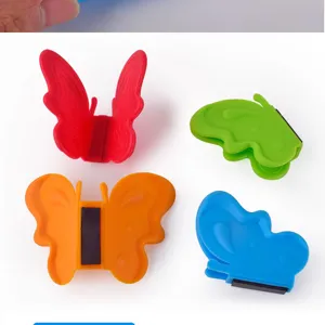 Silicone butterfly magnetic oven mitts, heat resistant pot holder clips, 4 pack colorful.