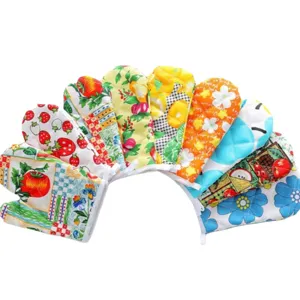 Guanti da forno a microonde resistenti al calore simpatici frutta fiori stampati in cotone