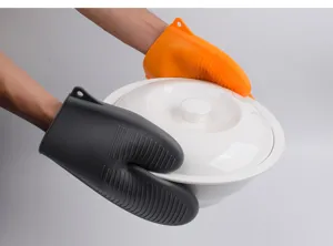 Silicone oven mitts pinch grips heat resistant cooking gloves for kitchen baking.
