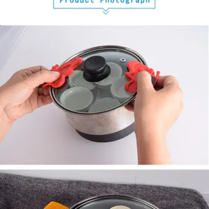 Silicone pot clip heat resistant anti scald butterfly magnetic kitchen tool holder set 1pc