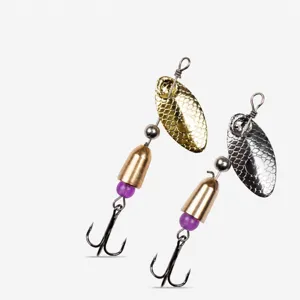 Metal fishing spinner bait with reflective blade bullet sinker and treble hook for freshwater fishing