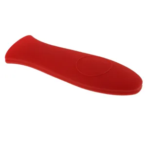 Funda de silicona gruesa para mango de sartén, protector térmico antideslizante rojo.