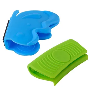 Silicone oven mitts pinch grips heat resistant pot holders magnetic butterfly green blue